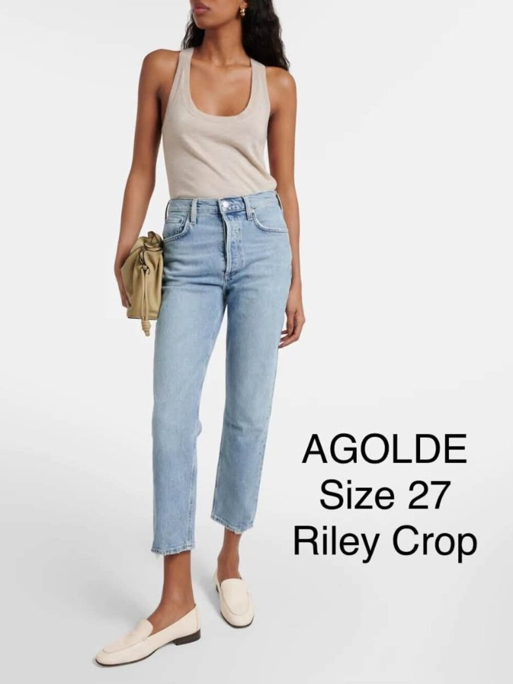 AGOLDE - Riley Crop. Button fly, distressed hem, high-rise. size 27